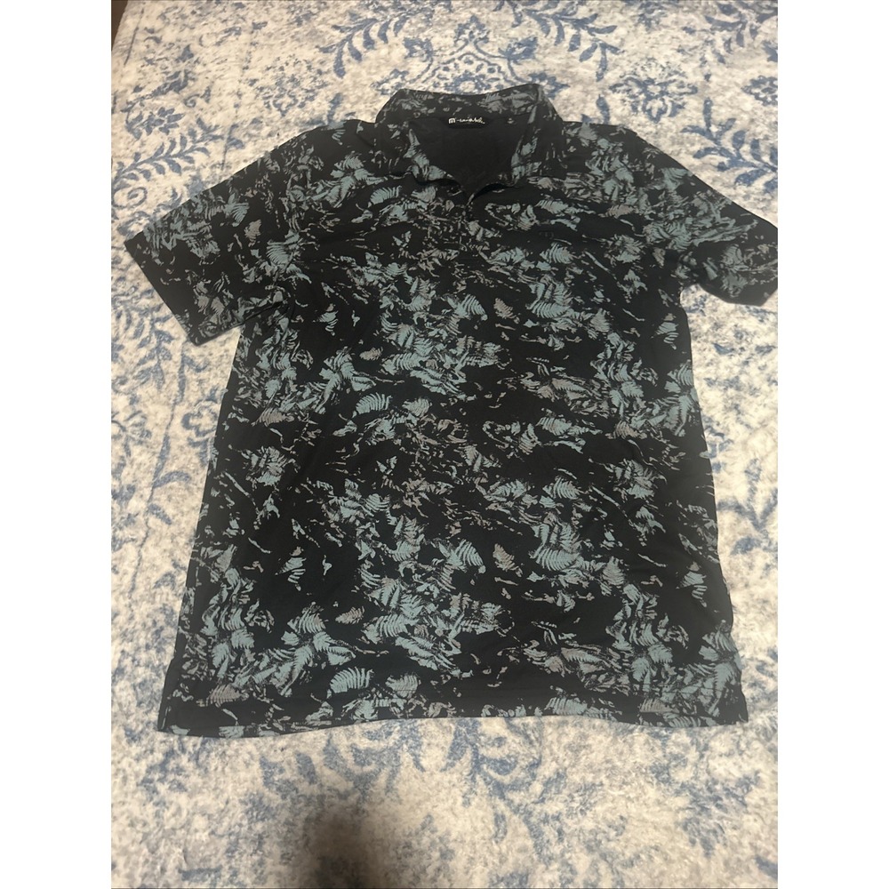 Travis Mathew Mens XL Tropical All Over Print Short Sleeve Golf Polo Shirt Pima